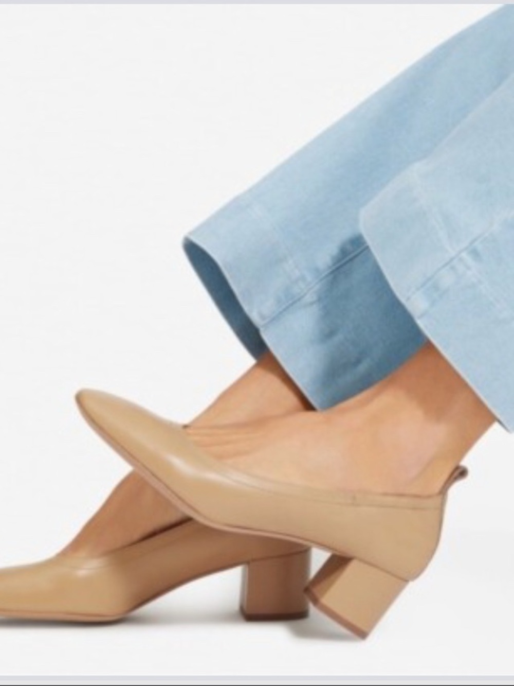 Everlane Leather The Day Block Heel Nude Blush Beige Tan size 8.5